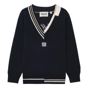 Свитер Mitchell & Ness Branded Contrasting V-Neck Sweater 'Black', черный