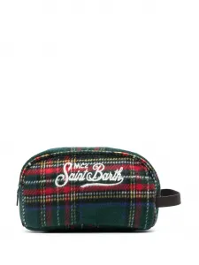 Клетчатый несессер с вышитым логотипом MC2 SAINT BARTH, зеленый