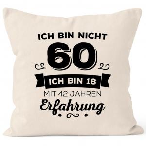 Наволочка Мне не 60, но мне 18, с 42-летним опытом, подарок на день рождения, подушка Moonworks natural unsize