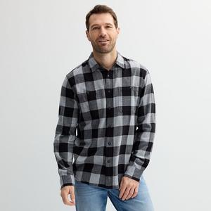 Мужская фланелевая рубашка на пуговицах Sonoma Goods For Life, цвет Black Grey Buff Check