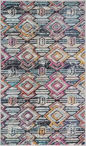 Ковер SAFAVIEH, 67 x 122 см, Madison Collection, Black & Orange, марокканский богемный дизайн distressed, не линяет и прост в уходе, идеален для помещений с высокой проходимостью: прихожая, гостиная, спальня (MAD455Z)