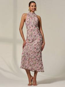 Цветочное платье миди без рукавов Jolie Moi, Pink