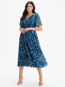 Сетчатое платье миди с рукавом victoria angel Scarlett & Jo, цвет Teal Ecru