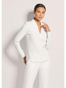 MADELEINE Современная фактурная блузка-рубашка кремового цвета