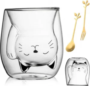 Стаканы Gohytal с двойными стенками для моцареллы, 200 мл, с двойными стенками, кофейные стаканы, симпатичные чашки, двухстенные термостаканы, симпатичные кружки, стакан для чая, термостакан, двухстенный, стекло Markenlos