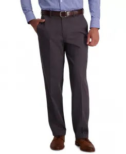 Мужские классические брюки прямого кроя с плоской передней частью Iron Free Premium Khaki Haggar, серый
