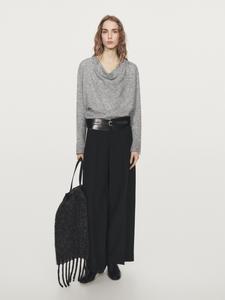 Вязаный свитер с воротником-хомутом Massimo Dutti, grey marl