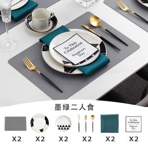 Modengzhufu Luxury Western Dining Set, набор столовых приборов для двоих, керамические ножи, вилки, тарелки, темно-зеленый