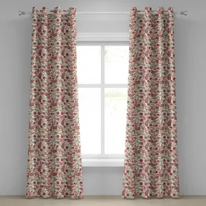 Шторы на люверсах ABAKUHAUS с узором пейсли, восточные индуистские мотивы и духовный мотив буддизма, декоративные двухпанельные шторы, 280 см x 175 см, красные и светло-розовые Abakuhaus