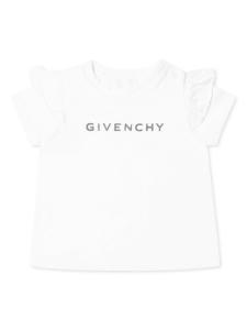 Футболка с оборками на рукавах от Givenchy Kids, белый