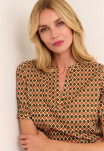 Блузка KASLLY TILLY Kaffe, ромбовидный принт в виде виноградных листьев