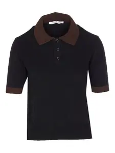 Поло с короткими рукавами и контрастным воротником MAR DE MARGARITAS, черный