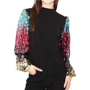 Женский пуловер с длинными рукавами и воротником-стойкой с пайетками Anna-Kaci, цвет Gradient Color