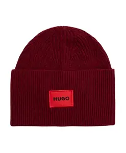 Ребристая шапка с логотипом Hugo, красный