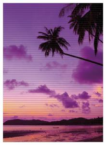 Коврик для душа Wallario, нескользящий коврик, коврик для ванной, коврик для двери, закат под пальмовым небом в фиолетовом и оранжевом цвете, размер ок. 90 х 65 см, черный