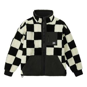 Куртка Vans Reversible lamb's wool Stand Collar logo Jacket Couple Style Black White Grid VN0A5F6U7DR, черный