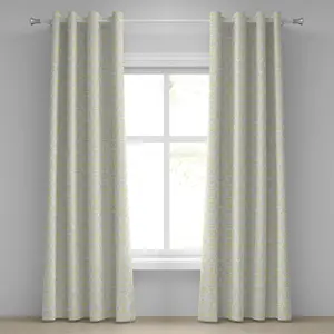 Серо-желтая штора на люверсах ABAKUHAUS, викторианский стиль, цветочные листья, завитки, омбре, декоративная двухпанельная штора, 280 см x 245 см, цвет: светло-серый бархатцы