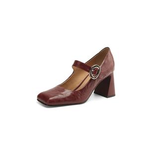 Yeezyy Reezy Женские туфли Мэри Джейн на массивном каблуке красные, цвет Red