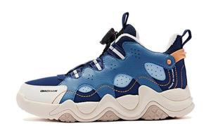 QIAODAN Кроссовки для бега Anti-Kick Warmth Mid Top для детей, синие, белые, подростковые