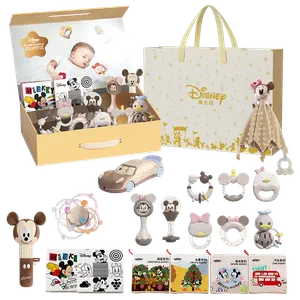 Набор развивающих игрушек Newborn Full Moon Box Disney, [deluxe version]minnie comfort blanket+early education machine+cloth book+handheld ball+teethers 8-piece set+mickey mouse