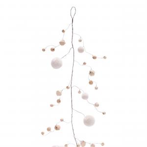 Гирлянда из деревянных бусин и пуховых шариков Melrose International, 2 штуки, бежевый / коричневый