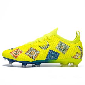NMR Мужские и женские футбольные бутсы с длинными резиновыми шипами противоскользящие износостойкие дышащие желтые, цвет Yellow Long Stud