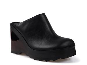 Сабо Candie's Nichola Wedge Clog, Black Leather