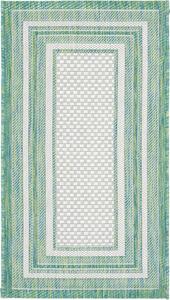 Ковер SAFAVIEH, 61 x 110 см, Washable Outdoor Courtyard Collection - , Ivory & Green, без линьки и простой в уходе, идеально для патио, входной двери, прихожей, придверный ковер (CY8475-55712)