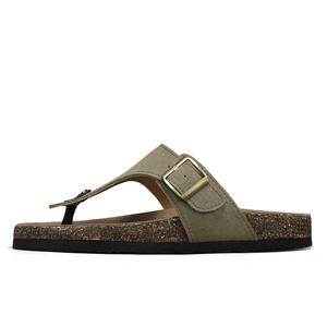 Мужские шлепанцы с пробковой подошвой, вырезанные на резинке, тихие, устойчивые к запахам, износостойкие, нескользящие, быстросохнущие NANJIREN, Khaki