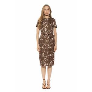 Женское платье миди с коротким рукавом и завязкой Alexia Admor, Brown Polka