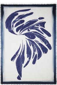 Бело-синий принтованный шарф Dries Van Noten