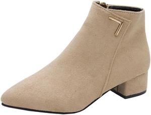 Женские модные ботильоны, резиновая подошва, удобные для повседневного использования и поездок на улицу Fusecottc, Cream-Coloured