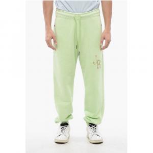 Джоггеры из начесаного хлопка с вышитым логотипом John Richmond, Green