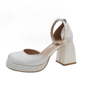 WOXXXN Женские туфли на платформе с массивным каблуком экрю, цвет Ecru