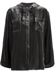 Женская бархатная рубашка с капюшоном, черная Gold Hawk