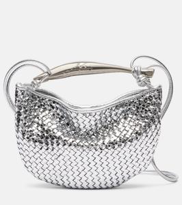 Сумка через плечо из металлизированной кожи Sardine Baby Intrecciato Bottega Veneta, Silver/Silver