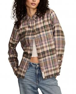 Женская рубашка в клетку Клайд в стиле бойфренд на пуговицах Lucky Brand, Purple Multi Plaid
