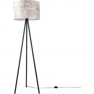 Напольная лампа Trina Kuba E27, напольная лампа для гостиной и спальни, абажур бежевый с пальмовым принтом, ткань Paco Home, белый