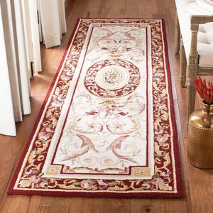 Ковер-дорожка SAFAVIEH, 77 x 366 см, Chelsea Collection, Ivory & Burgundy, ручное плетение, французский кантри, шерсть, идеально для помещений с высокой проходимостью в гостиной, спальне (HK72A)