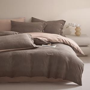 LUOLAI HOME Комплект постельного белья 4 предмета: простыня на резинке 180 см, пододеяльник 200x230 см, 2 наволочки, цвет хаки-серый