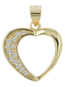 Adeliás Женский кулон - кулон в форме сердца из серебра 925 пробы с кубическим цирконием в золотой оправе