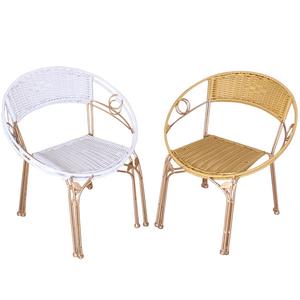 Yu Senyi Кресло из ротанга, белое, маленькое, высота сиденья 24 см, усиленная стальная рама