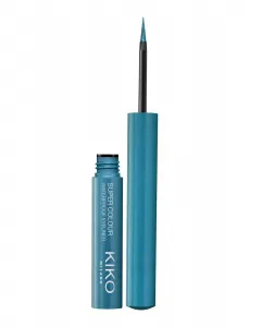 Жидкая подводка для глаз с ультра стойким цветом, водостойкая, Super Colour Waterproof Eyeliner Kiko Milano, 04 Green Teal