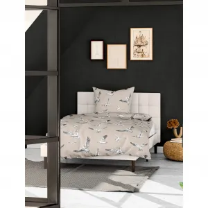 Постельное белье BIERBAUM «3984», хлопчатобумажное полотно, 100% хлопок, легкое в уходе, с изображением чаек, цвет sand