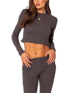 Топ в рубчик Edikted Coffee Break, серый