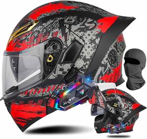 Шлем модульный Guenzo Motorcycle с двумя козырьками, черный / красный