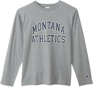 Мужская футболка с длинным рукавом Champion C3-Y423, круглый вырез, 100% хлопок, графический принт США, футболка с длинным рукавом, базовая модель, темно-синий/серый