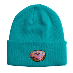 Мужская акриловая шапка-бини с нашивкой Crave Food and Drink. Coal, Mint