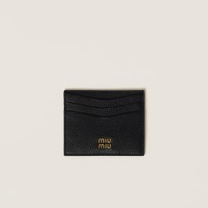 Кожаный держатель для карточек MIU MIU, черный