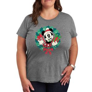 Футболка с изображением венка Disney's Mickey Mouse Plus, цвет Heather Gray